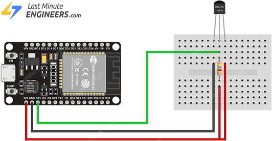 ESP32 DS18B20 wiring diagram