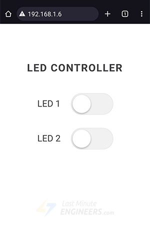 Serial Monitor showing LED control requests