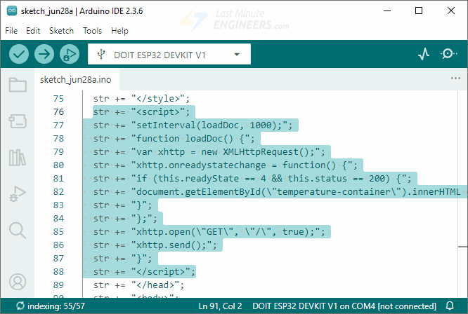 AJAX script added before closing head tag