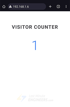 ESP32 STA mode visitor counter web page in browser